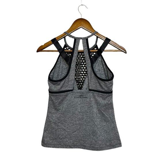 Lorna Jane Charcoal Heather Activewear Stretchy Mesh Tank Yoga Top Size 6 - Picture 4 of 8